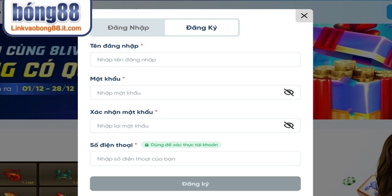 Đăng ký BONG88 là thao tác khởi đầu mang tính bắt buộc