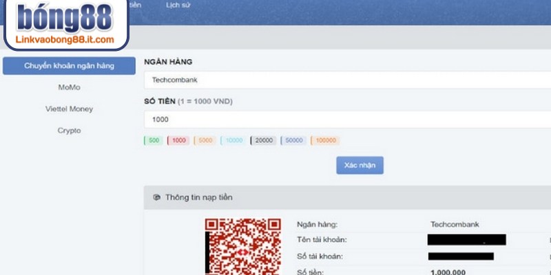 Hướng dẫn nạp tiền BONG88 ngân hàng nhanh chóng chỉ với vài bước