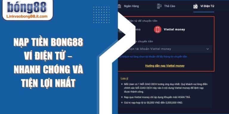 Nạp Tiền BONG88 Ví Điện Tử